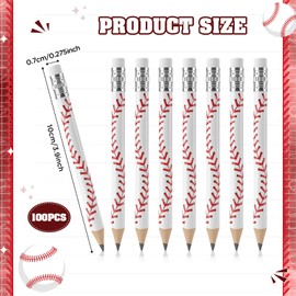Jetec 100 Pcs Baseball Texture Golf Pencils with Erasers for Kids Wooden Mini Sharpened Small Half Bulk Pencils for Ball Themed Party Prize Supplies Ball Team Members Baseball Enthusiast Coaches