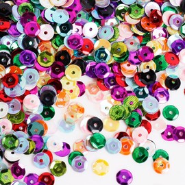 12000Pcs Bulk Loose Flake Sequins Rainbow Cup Paillette Confetti 5MM for DIY Crafts Wedding Party Christmas Decoration with Storage Box 80 Grams