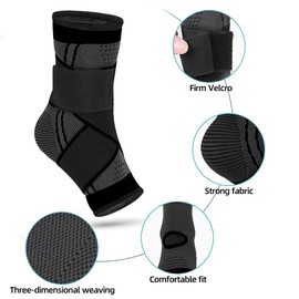 Adjustable Ankle Brace Compression Sleeve, Arch Support & Foot Stabilizer, Elastic Wrap for Plantar Fasciitis, Achilles Tendonitis Recovery, Sports Bandage Socks for Men & Women (Medium)