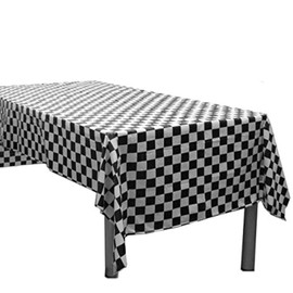 Mountclear 6-Pack Premium Gingham Checkerboard Disposable Plastic Tablecloths 54" x 108" Rectangle Table Cover (Black/White)