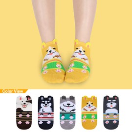Benefeet Sox Women Funny Ankle Socks Fun Cute Dog Low Cut Socks for Girls Novelty Crazy Cartoon Socks Silly Funky Kawaii Short Socks Colorful Animal Pattern Designed Socks Christmas Gifts, 5 Pack-Dogs