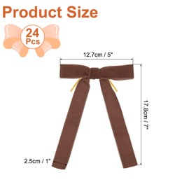 PATIKIL 24 Pcs 1" Velvet Bows Vintage Wreath Bow Ribbon Gift Bows Brown, 5"x7"