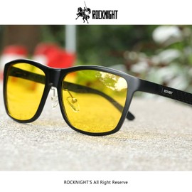 ROCKNIGHT Nachtsichtbrille HD Fahren Polarisierter UV-Schutz Blendschutz Gelbe UV-Sonnenbrille Metallrahmen