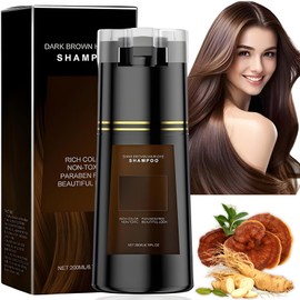 Shampoo Con Tinte 3 In 1, Hair Dye Tinte de Natural Shampoo Instantáneo,Con Ingredientes Naturales Y Suaves, para La Cobertura Del Cabello Y Cubrir Canas, para Todo Tipo de Cabello,200 ml (Marrón)