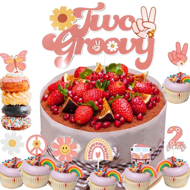 Decoración hippie para cupcakes de fiesta para dos decoraciones de