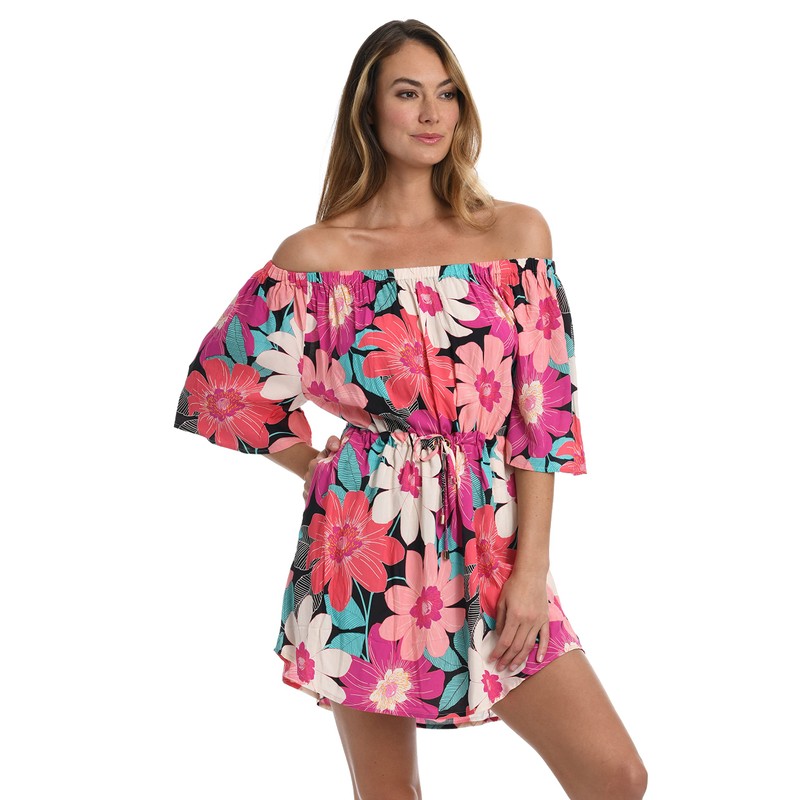 La Blanca Womens Off The Shoulder Cover-up Dress Swimwear Cover