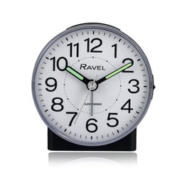 Ravel - Round Mid Sized Bedside Quartz Alarm Clock - RC039.3 - Black