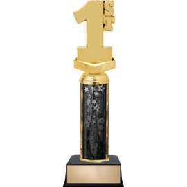Customizable 11" 1st Place Black Star Trophy Award, Engrave Now