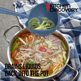 Strainer Ladle – Kitchen Discovery – 2 in 1 Soup Strainer Separates Liquids from Solids. All Plastic Soup Ladle for Easy Serving of Soup, Stew, Gravy, Party Punch