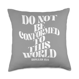 Retro Groovy Faith Romans 12 2 Do not be conformed to this w Throw Pillow