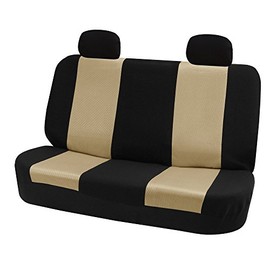 TLH Classic Cloth Automotive Car Seat Covers Rear Set, Beige Universal Fit Car Seat Covers Protector for Cars, Auto, Trucks, SUV