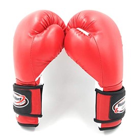 Woldorf Boxing Gloves in Leather Red 8oz Sparring, Grappling, Kickboxing, Fighting Gloves, Muay Thai Training Gloves, Heavy Bag Gloves for Speed Punching