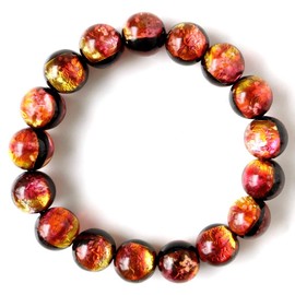 Gold Stone Luminous Kerama Sunset Orange Firefly Glass Bracelet, Men's, Women's, 0.5 inches (12 mm), Okinawa, Keirama Islands, Inner Diameter: Approx. 7.9 inches (20 cm)
