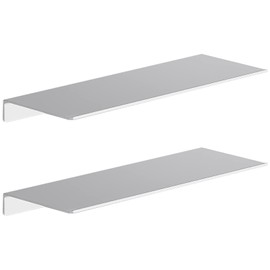Danpoo Adhesive Floating Shelves for Wall Storage, Metal Wall Shelves for Living Room, Bathroom, Kitchen, 16” Display Shelves for Collectibles(Silver, 2 PCS)