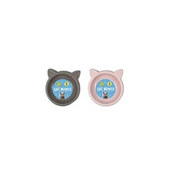 Cat Bowls - 2 Pack May Receive in Assorted Colors of Pink, Grey and Blue