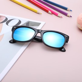 Pro Acme Kids Polarized Sunglasses, Flexible TPEE Rubber Toddler Shades for Girls Boys, Ages 3-12(H2 Black Frame/Blue Mirrored Lens With Strap)