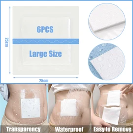 Waterproof Wound Bandage Patches with Absorbent Gauze Pads, Large Wound Dressings Pads，Post Surgical Shower Wound Cover Protector,6PCS