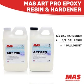 MAS Epoxies Art Pro Epoxy Clear Kit 1-Gallon (0.5-Gal Resin and 0.5-Gal Hardener) Low Viscosity and Enhanced UV Resistance, Ideal for Jewelry Making, Flower Preservation, and Other Resin Crafts