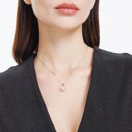 Rose Quartz Necklace for Women Sterling Silver 10mm Round Real Rose Quartz Crystal Necklace Pendant Natural Stone Necklaces Gemstone Necklace Carnelian Jewelry for Women Girls