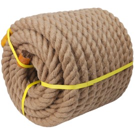 Twisted Manila Rope (1-1/4 Inch x 100 Feet) Natural Hemp Jute Rope for Docks, Nautical, Railings, Swing, Decorating