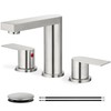 Cinwiny Brushed Nickel 3 Hole Bathroom Faucet, 8 Inch Widespread,