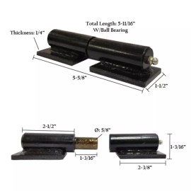 Hardware Store 5" Gate Barrel Hinge Ball Bearing with Plate & 1/8" NPT Grease Zerk PAIR