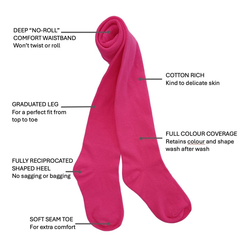 Country Kids Girl's Luxury Cotton Tights, Pink, 3-5 Years UK