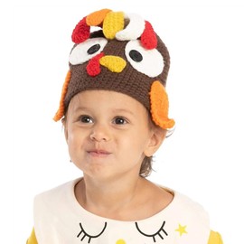 eyigylyo Thanksgiving Turkey Beanie Knitted Hat for Kids Girl, Pom Pom Turkey Trot Hat for Thanksgiving Day Costume Dress up Accessory