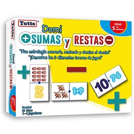Totte Dominó de Sumas y Restas Juego Educativo Matemáticas para Niños 5+ Años | Juego de Mesa Familiar | Aprende Operaciones Básicas Primaria | 48 Piezas Grandes