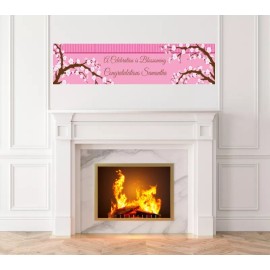 Candles and Favors Cherry Blossom - Baby Shower Printed Banner - Indoor Outdoor Blossom Banner