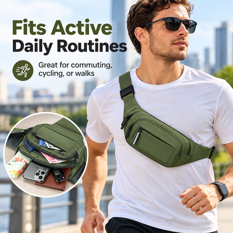 Running Waist Bag with Zippered Pockets – Slim Travel Money