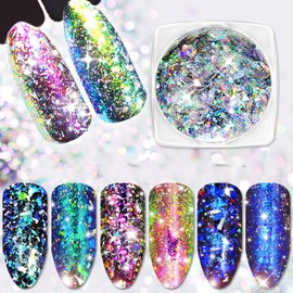 Yeslady Nail Art Laser Paillette Chameleon Flakes 3D Mirror Effect Powder Irregular Glitter Foil Sequins 3 Boxes