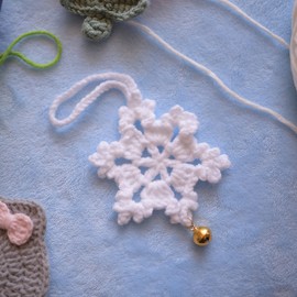 Crocheted Snowflake Ornaments (4pcs) Christmas Tree Decorations, Wall Hanging Ornament for Home Decor