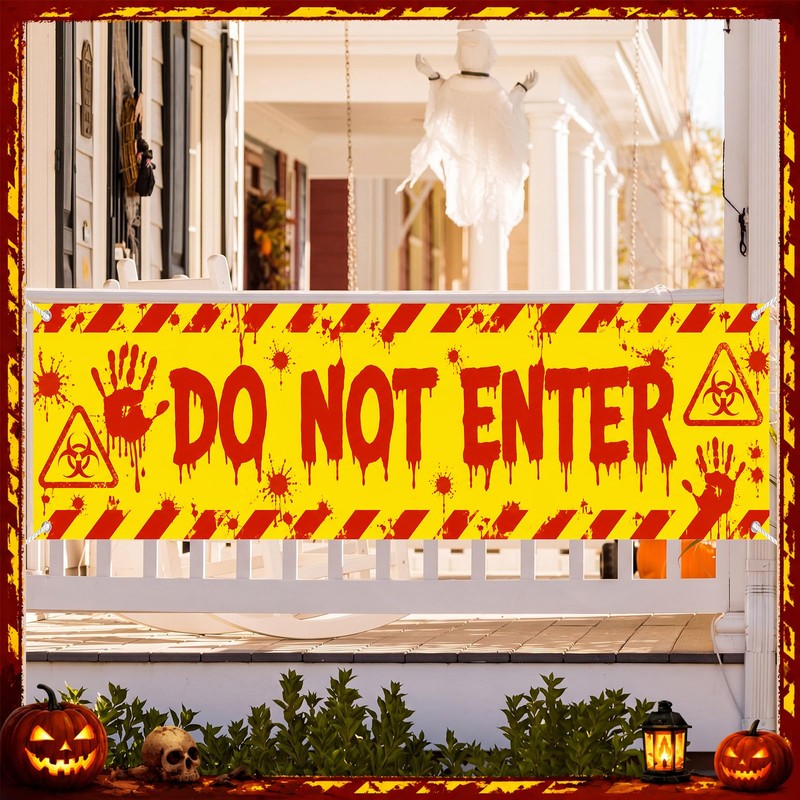 Halloween Clown Banner Outdoor, Do Not Enter Sign, Circus Decor