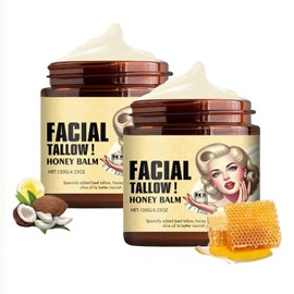 2 piezas de sargo de ternera batida y bálsamo de miel, humectante facial de seba, sarga de res para la piel, crema facial con acabado de pasto alimentado con hierba, hidrata y nutre la piel