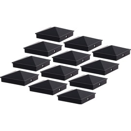 GreenLighting 4x4 Aluminum Pyramid Post Cap Cover for Nominal Wood Posts (Black, 12 Pack)