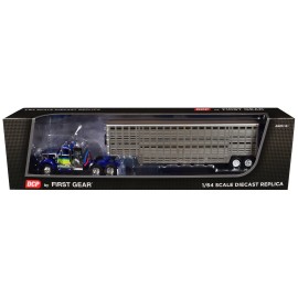 DCD White Western Star 4900 Diecast Toy 36\" Vintage Flat Top Sleeper Wilson 45' Trailer Blue Stripes 1/64 Scale Vintage