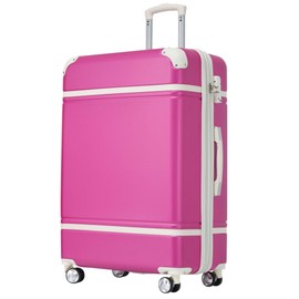 28in Carry on Luggage with Spinner Wheels Lightweight Hardshell Expandable Luggage with Tsa Lock Travel Rolling Luggage Suitcase for Men Women Pink
