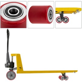 Lyplus Pallet Jack/Truck Load Wheels Set (2 pcs) 3" x 3.75" with Bearings ID 20mm Poly Tread Red - A Pair (Red)