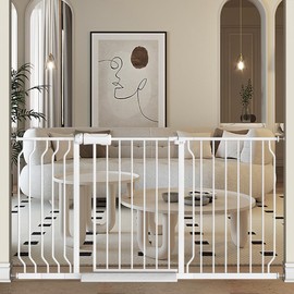 TSAYAWA Baby Gate Extra Wide Fits 29-57.5 inch Wide Opening - Dog Pet Gates for Doorways Stairs No Drilling Pressure Mounted - Large Child Safety Gate Indoor Outdoor White