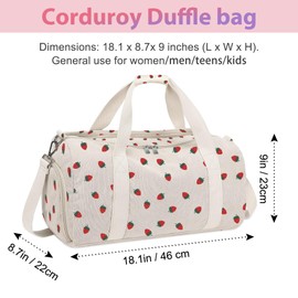 Kids Strawberry Duffle Bag for Girls and Woman with Shoe Compartments,Gymnastics Sports Bag for Kids Dance