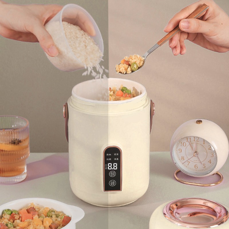 Mini Rice Cooker Efficient Heating Insulated Portable Multifunction Soup Porridge