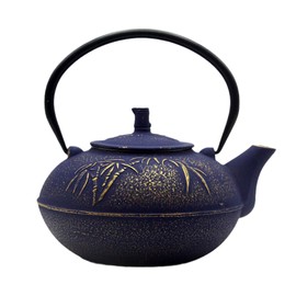 YJX 84.6oz/2500ml Big Cast Iron Tea Kettle for 5 to 8 Persons, Teapot with Stainless Steel Infuser, Cast Iron Teapot with Enamel Interior for Stovetop Safe (2500ml Purple Teapot with Bamboo Pattern)