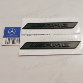 Unbranded 2Pcs Matte Black AMG Side Fender Emblem Badge S320 S350 S400 S450 S500 S600