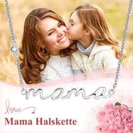 VNOX Mother's Day Gift Mum Gift Chain 925 Sterling Silver Mum Pendant Necklace Letter Chains for Mother's Day Christmas Gifts for Mum, Sterling Silver