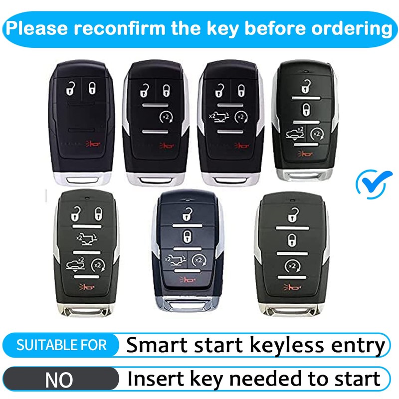 Tukellen Dodge Ram 1500 Key Fob Cover, Soft TPU Case