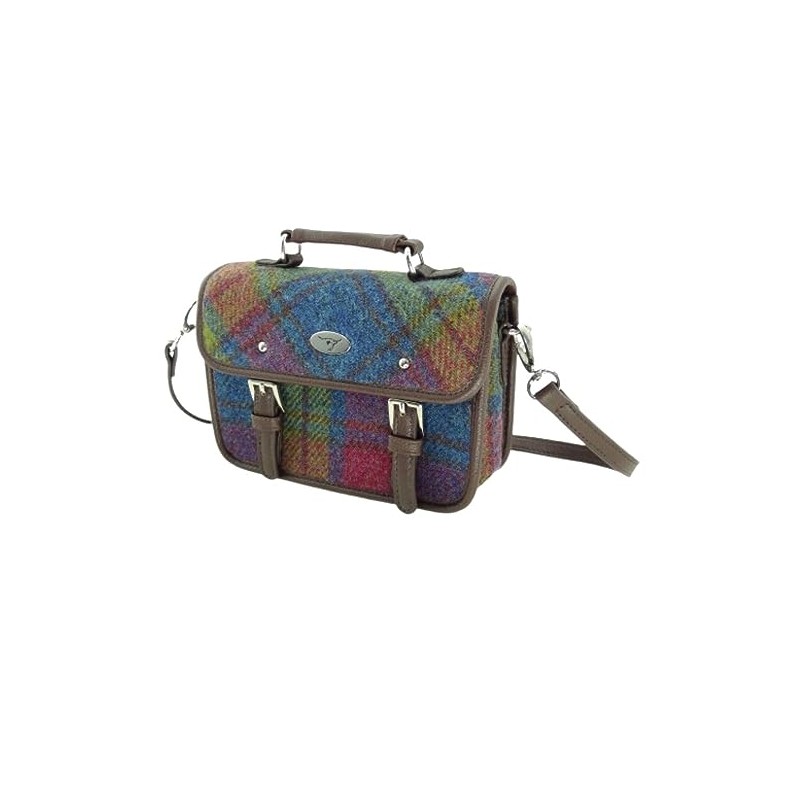 Harris Tweed 'Bervie' Mini Shoulder Bag in Multicoloured Tartan Col