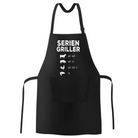 MoonWorks BBQ Apron for Men with Saying Series Griller Line List Cotton Apron Kitchen Apron, Series griller 2, black