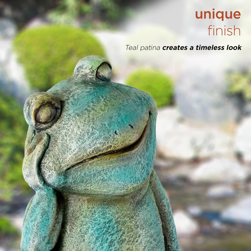 Alpine Corporation ZEN722 15" Thinking Frog Garden Statue – Whimsical