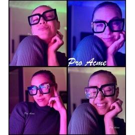 Pro Acme Blue Light Filter Glasses Women Men – The Large Rectangles for Women Fake Glasses, A8-green brown frame